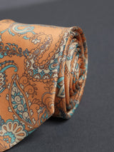Mustard Paisley Printed Necktie - TOSSIDO