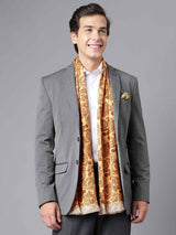 Mustard Paisley Stole & Pocket Square Set - TOSSIDO