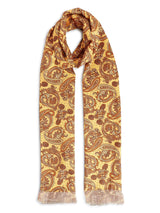 Mustard Paisley Stole & Pocket Square Set - TOSSIDO