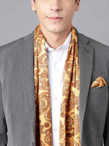Mustard Paisley Stole & Pocket Square Set - TOSSIDO