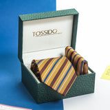 Mustard Stripe Necktie & Pocket Square Giftset - TOSSIDO