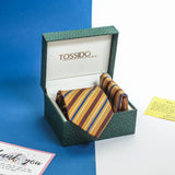 Mustard Stripe Necktie & Pocket Square Giftset - TOSSIDO