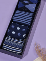 Navy Argyle, Stripe & Dot Socks – Pack of 4 - TOSSIDO