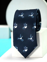 Navy Blue Bird Necktie - TOSSIDO
