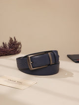 Navy Blue & Black Reversible Leather Belt - TOSSIDO