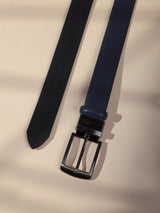 Navy Blue & Black Reversible Leather Belt - TOSSIDO