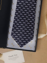 Navy Blue Car Teflon Silk Necktie - TOSSIDO