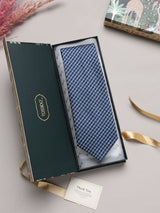 Navy Blue Checks Broad + Long Necktie - TOSSIDO