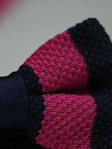 Navy Blue & Hot Pink Stripe Knitted Bowtie - TOSSIDO