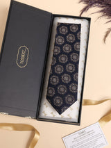 Navy Blue Medallion Performance Silk™ Necktie - TOSSIDO