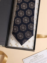 Navy Blue Medallion Performance Silk™ Necktie - TOSSIDO