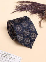 Navy Blue Medallion Performance Silk™ Necktie - TOSSIDO