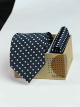 Navy Blue Necktie & Pocket Square Giftset - TOSSIDO