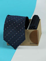 Navy Blue Necktie & Pocket Square Giftset - TOSSIDO