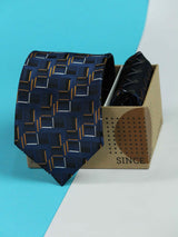 Navy Blue Necktie & Pocket Square Giftset - TOSSIDO