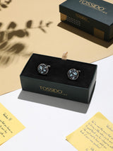 Navy Blue Paisley Cufflinks - TOSSIDO