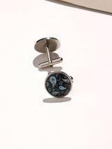 Navy Blue Paisley Cufflinks - TOSSIDO