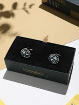 Navy Blue Paisley Cufflinks - TOSSIDO