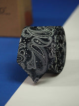 Navy Blue Paisley Skinny Necktie - TOSSIDO