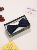 Navy Blue Satin Poly Bow Tie - TOSSIDO