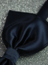 Navy Blue Solid Bowtie & Pocket Square Set - TOSSIDO