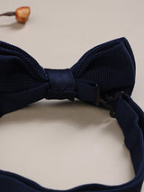 Navy Blue Solid Knitted Bowtie - TOSSIDO