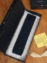 Navy Blue Solid Knitted Necktie - TOSSIDO