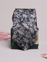Navy Botanical Leaf Necktie