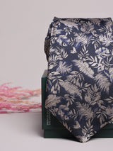 Navy Botanical Leaf Necktie