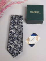 Navy Botanical Leaf Necktie - TOSSIDO