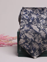 Navy Botanical Leaf Necktie - TOSSIDO