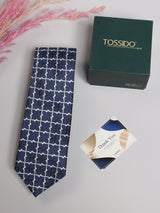 Navy Geometric Lattice Necktie