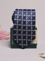 Navy Geometric Lattice Necktie