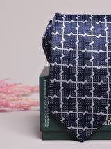 Navy Geometric Lattice Necktie