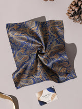 Navy & Gold Paisley Performance Silk™ Pocket Square - TOSSIDO