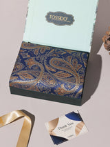 Navy & Gold Paisley Performance Silk™ Pocket Square - TOSSIDO