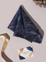 Navy & Grey Paisley Performance Silk™ Pocket Square - TOSSIDO