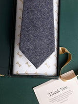 Navy Herringbone Wool Skinny Necktie - TOSSIDO