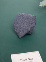 Navy Herringbone Wool Skinny Necktie - TOSSIDO