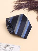 Navy & Light Blue Stripe Performance Silk™ Necktie - TOSSIDO