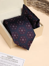 Navy & Maroon Medallion Performance Silk™ Necktie & Pocket Square Gift Set - TOSSIDO