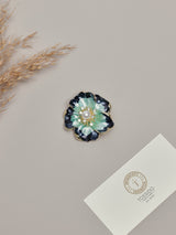Navy & Mint Poppy Brooch - TOSSIDO