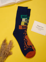 Navy Music Violin Socks - TOSSIDO