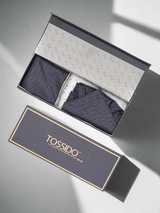 Navy Petals - Woven Ascot & Pocket Square - TOSSIDO