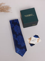 Navy & Royal Blue Paisley Skinny Necktie - TOSSIDO