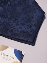 Navy Self Floral Woven Ascot & Pocket Square - TOSSIDO
