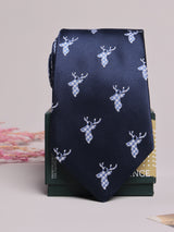 Navy Stag Motif Necktie