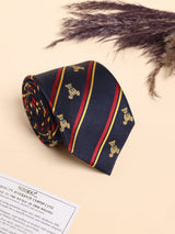 Navy Teddy Stripe Performance Silk™ Necktie - TOSSIDO