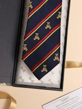 Navy Teddy Stripe Performance Silk™ Necktie - TOSSIDO