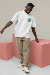 No Space For Waste White Oversized Tee - TOSSIDO